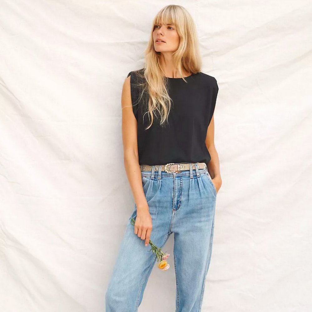 Pilcro High Rise Pleated Blue Women's Jeans